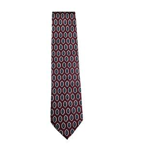 Ashford & Brooks Mens Silk Tie Burgundy Geometric Pattern Handmade Necktie Retro
